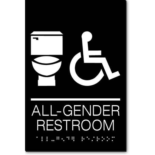 Color Reverse-Gray/White 1 Unit California All Gender Accessible Restroom Door Sign 