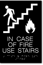 IN CASE OF FIRE USE STAIRS Sign