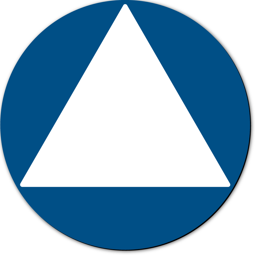 Blue Circle and Contrasting White Triangle
