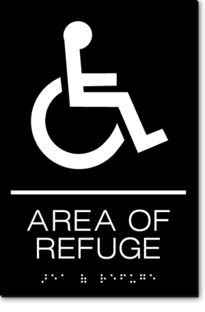 AREA OF REFUGE Wheelchair Sign