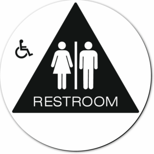 Economy California Unisex Accessible RESTROOM Door Sign