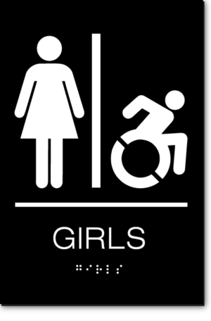 GIRLS Speedy Wheelchair Restroom Sign - NY/CT