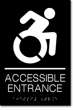 ACCESSIBLE ENTRANCE Speedy Wheelchair Sign - NY/CT